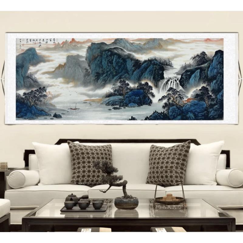 周强《春山富水》220*72山水画