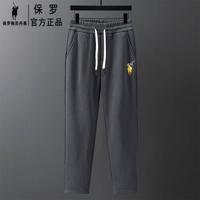 保罗纯棉加绒卫裤男女秋冬宽松休闲直筒裤长裤子加厚情侣装运动裤