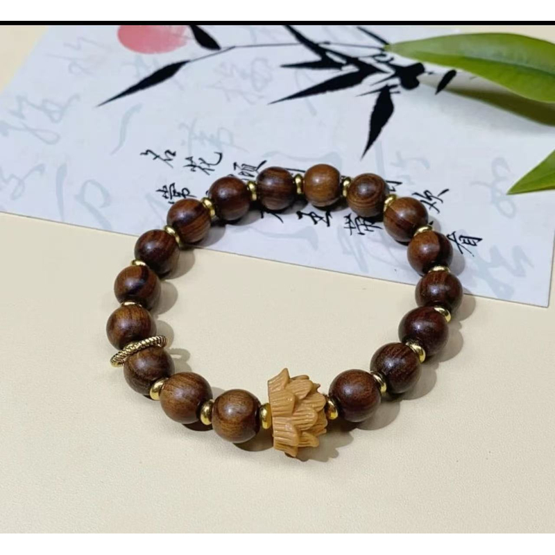 【百福】木串珠莲花复古中式禅意莲花手串