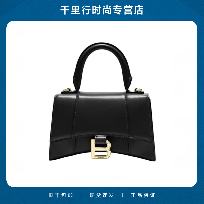 Balenciaga巴黎世家金扣光面牛皮手提包超小号592833-1QJ4M-1000