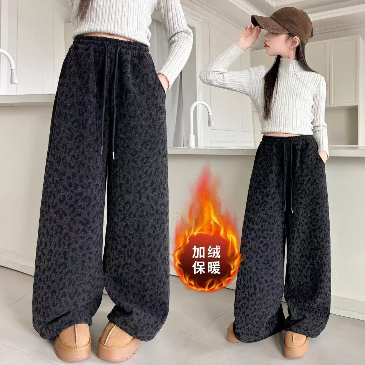 女童长裤一体仿兔毛600g儿童休闲裤保暖筒裤裤子直筒百搭