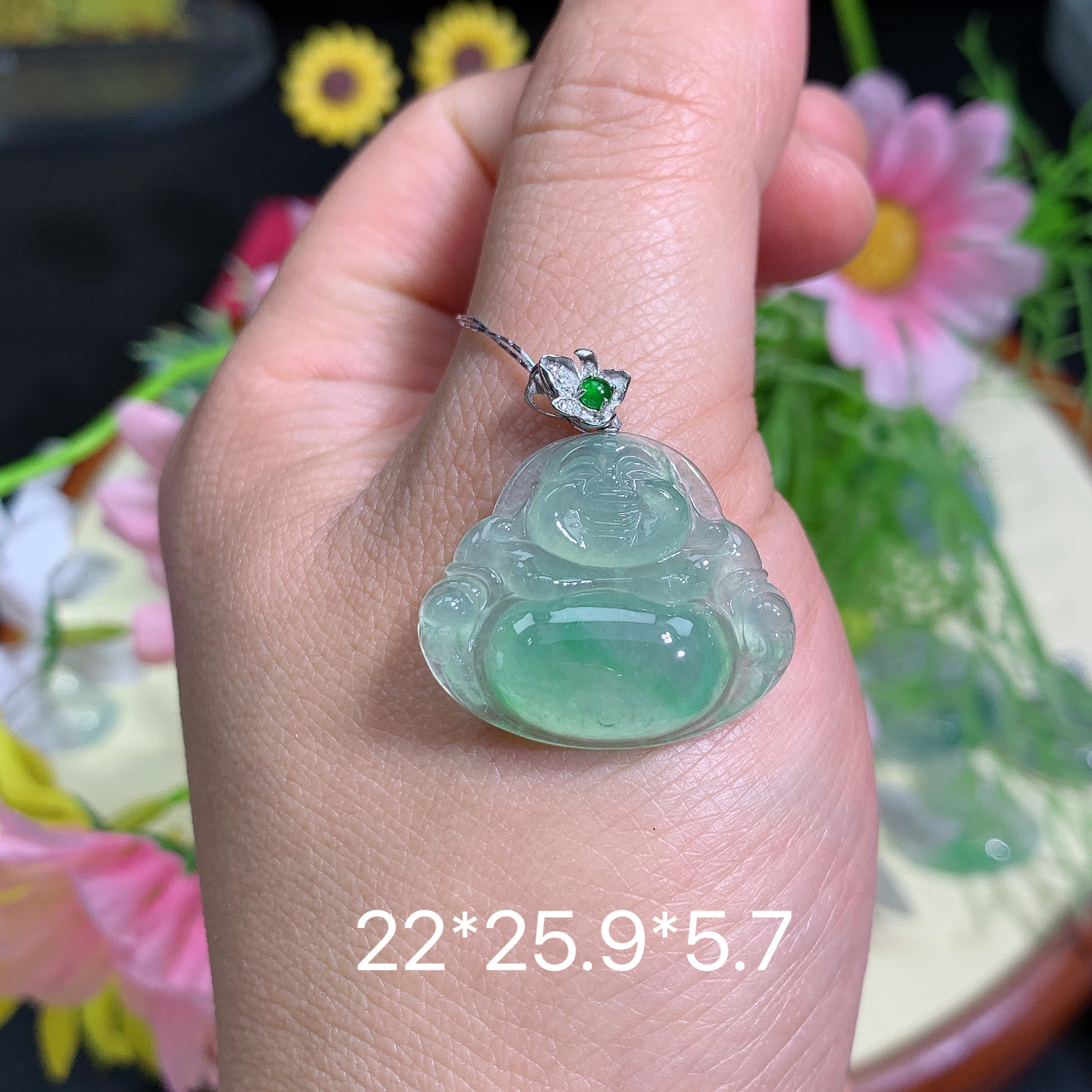 缅甸翡翠A货冰种满绿佛公风挂件水润百搭精冰气气质气质妈妈精致
