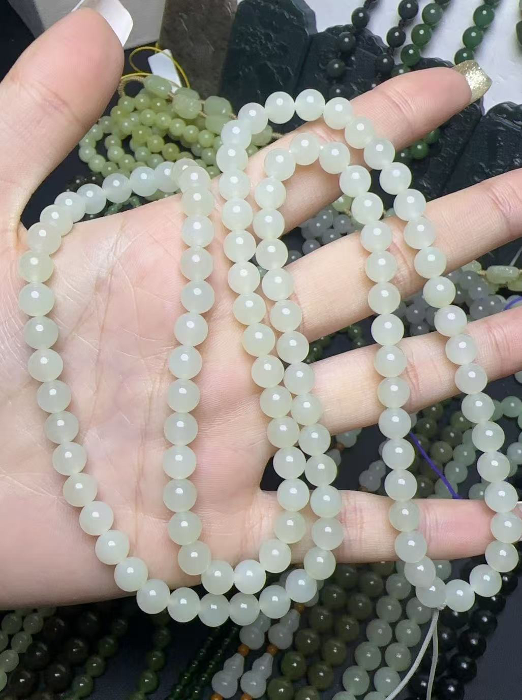 和田玉项链卡6mm