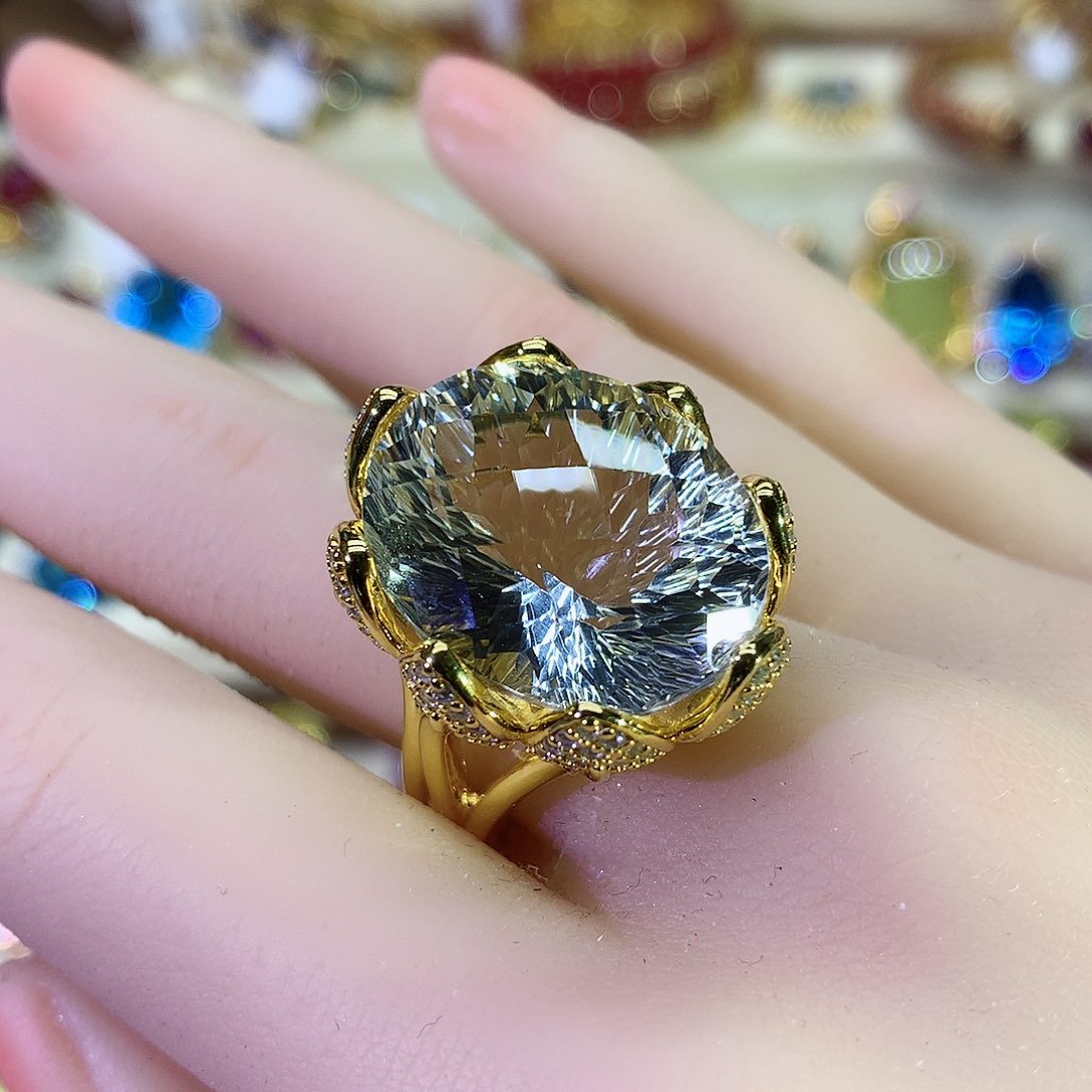 托帕石戒指银S925镶嵌