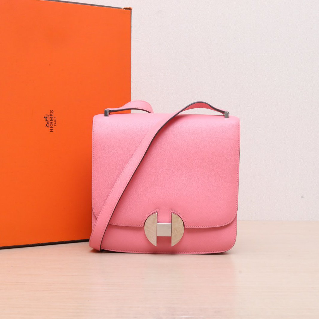 95新 Hermes/爱马仕 斜跨包 唇膏粉 EC皮 C刻 银扣 P215154984
