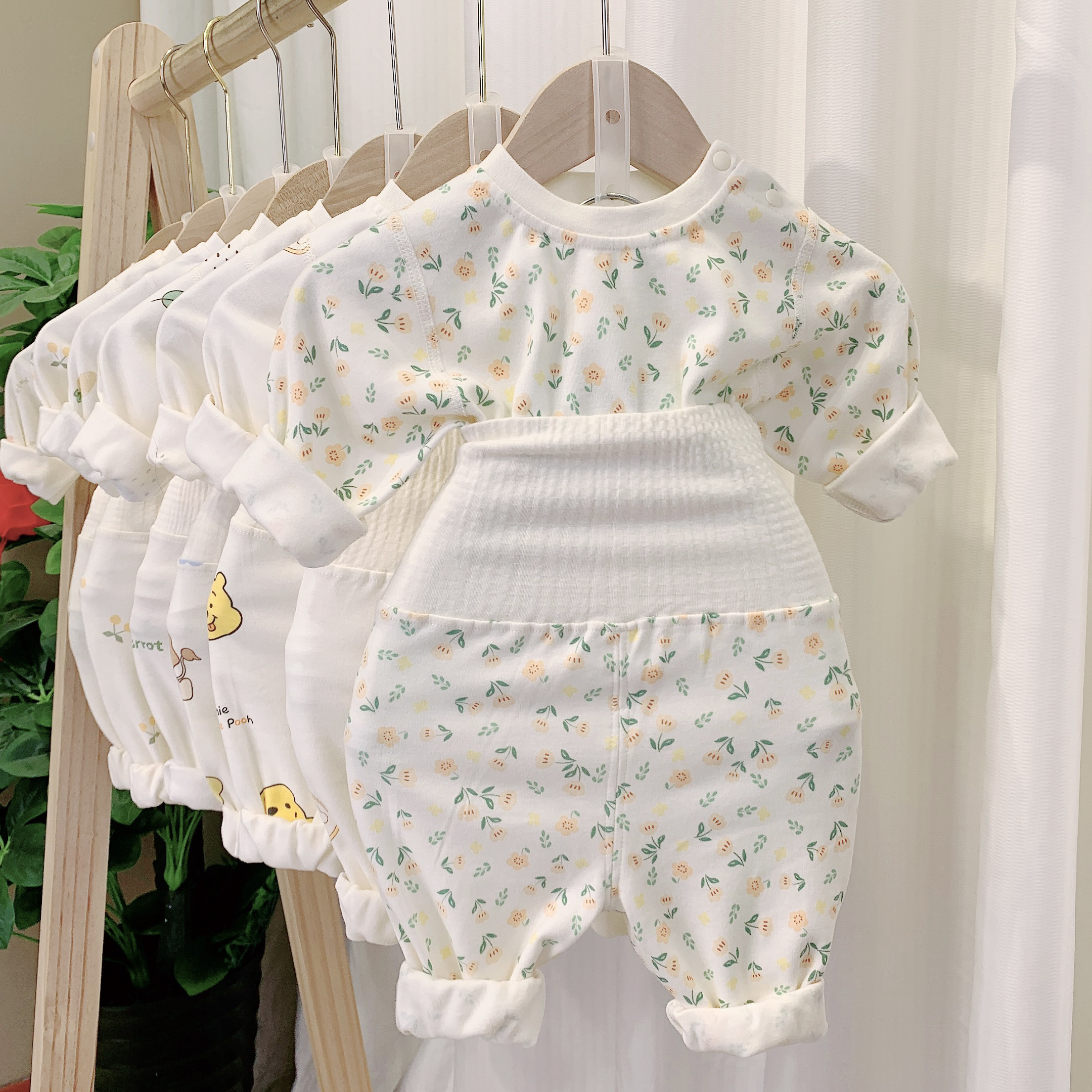 婴幼儿纯棉吸汗A类33004秋衣裤宝宝高腰护肚套装宝宝纯棉打底衣