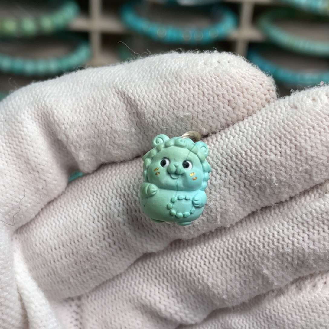 绿松石未镶嵌菜籽黄盘串小羊23