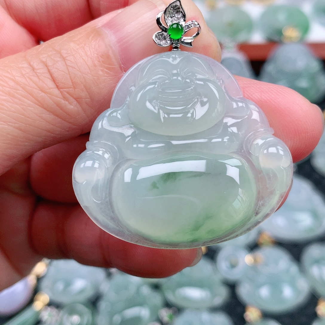 翡翠吊坠(不含链)18K金镶嵌