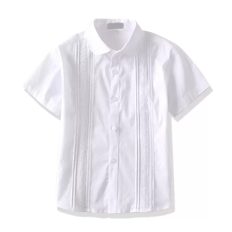 女童纯棉白色短袖衬衫上衣儿童夏季小学生表演校服学院风