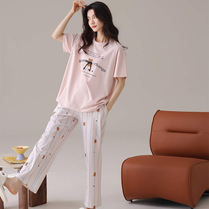 睡衣三件套来啦~首款必入超舒服！带胸垫亲肤可外穿家居服KC193粉