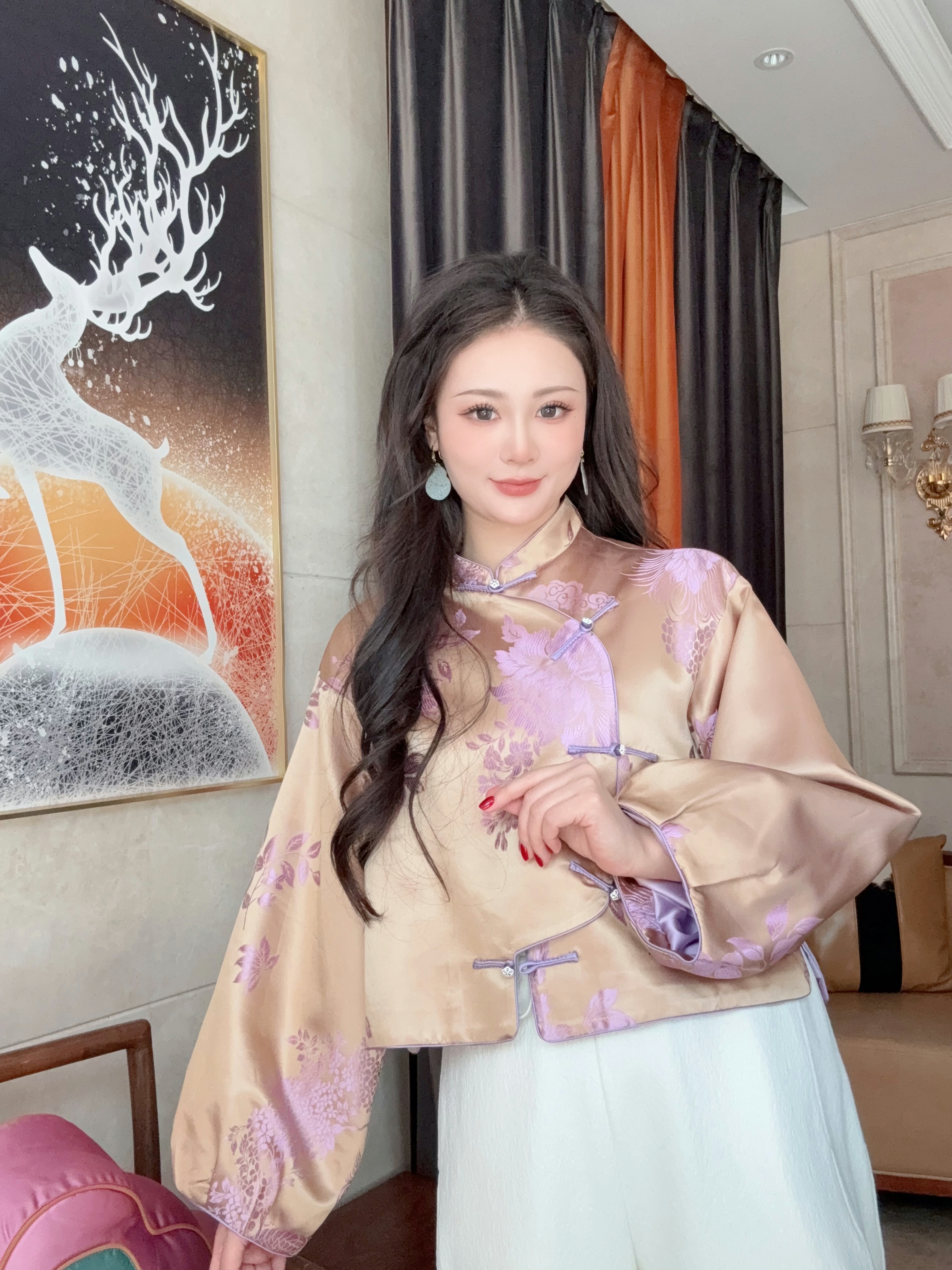 【闻岚-依斐私服】新中式国风-轻奢高雅休闲真丝老缎女士外套长袖