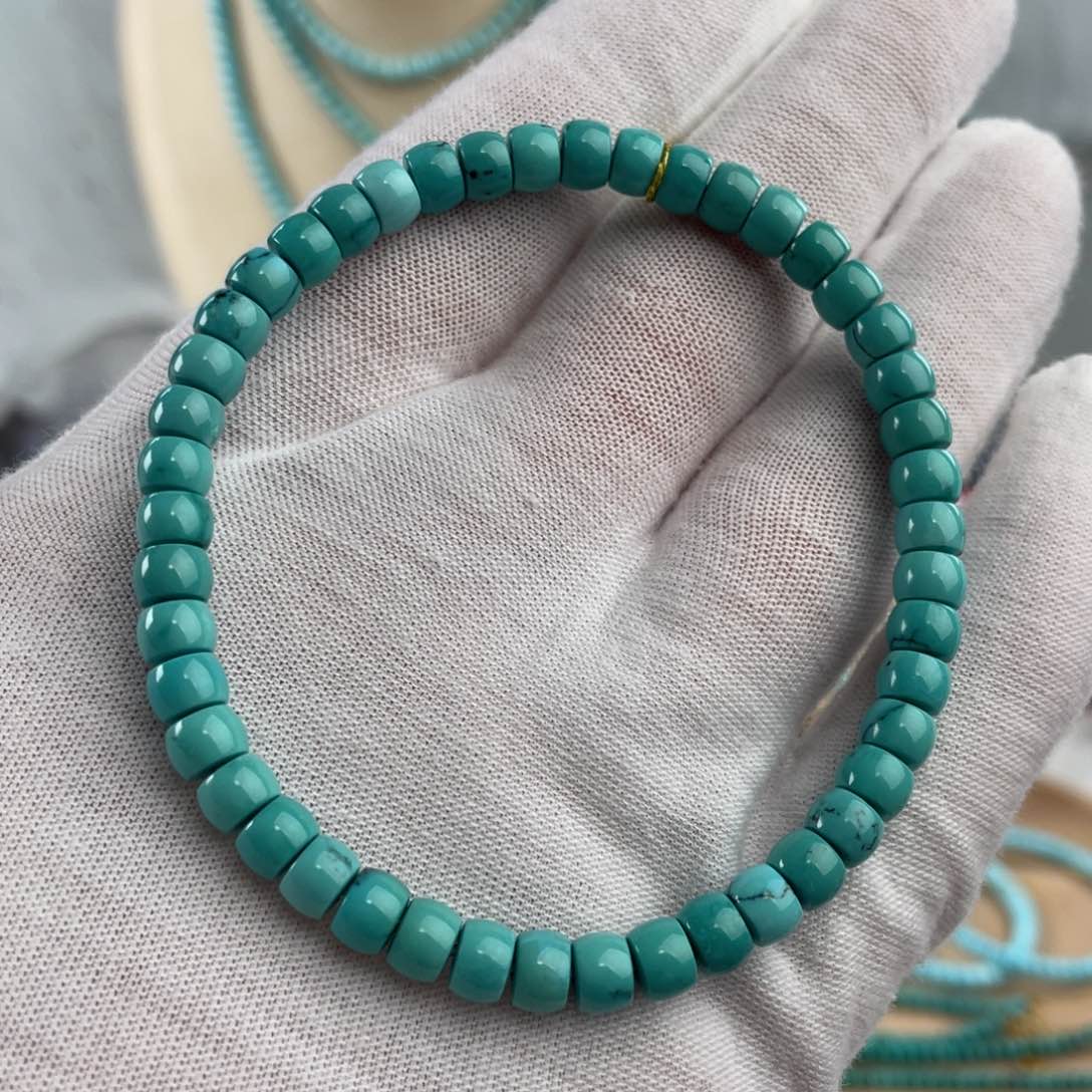 绿松石手链未镶嵌玉化直切卡5.5