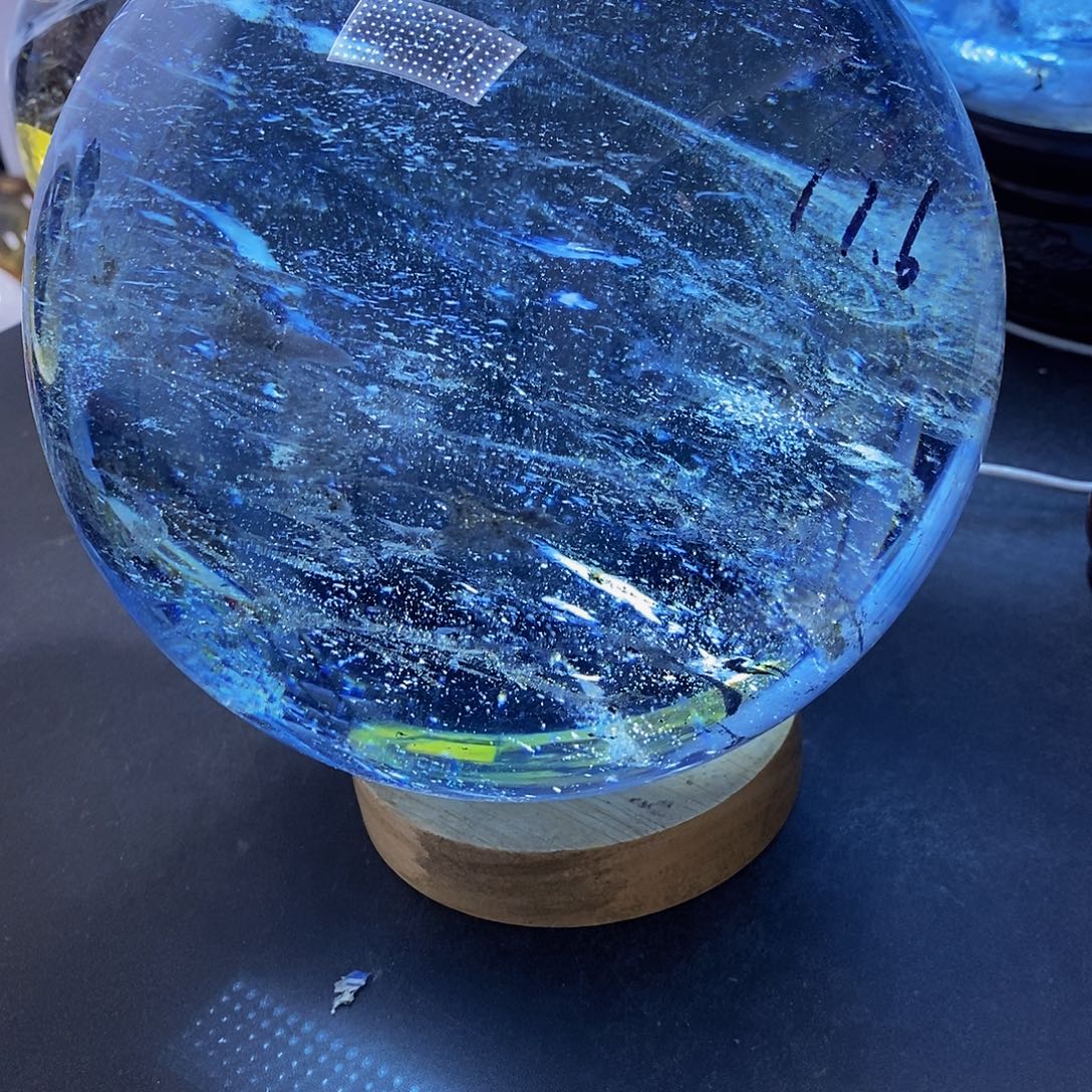 一***。石材17.6厘米蓝水摆件