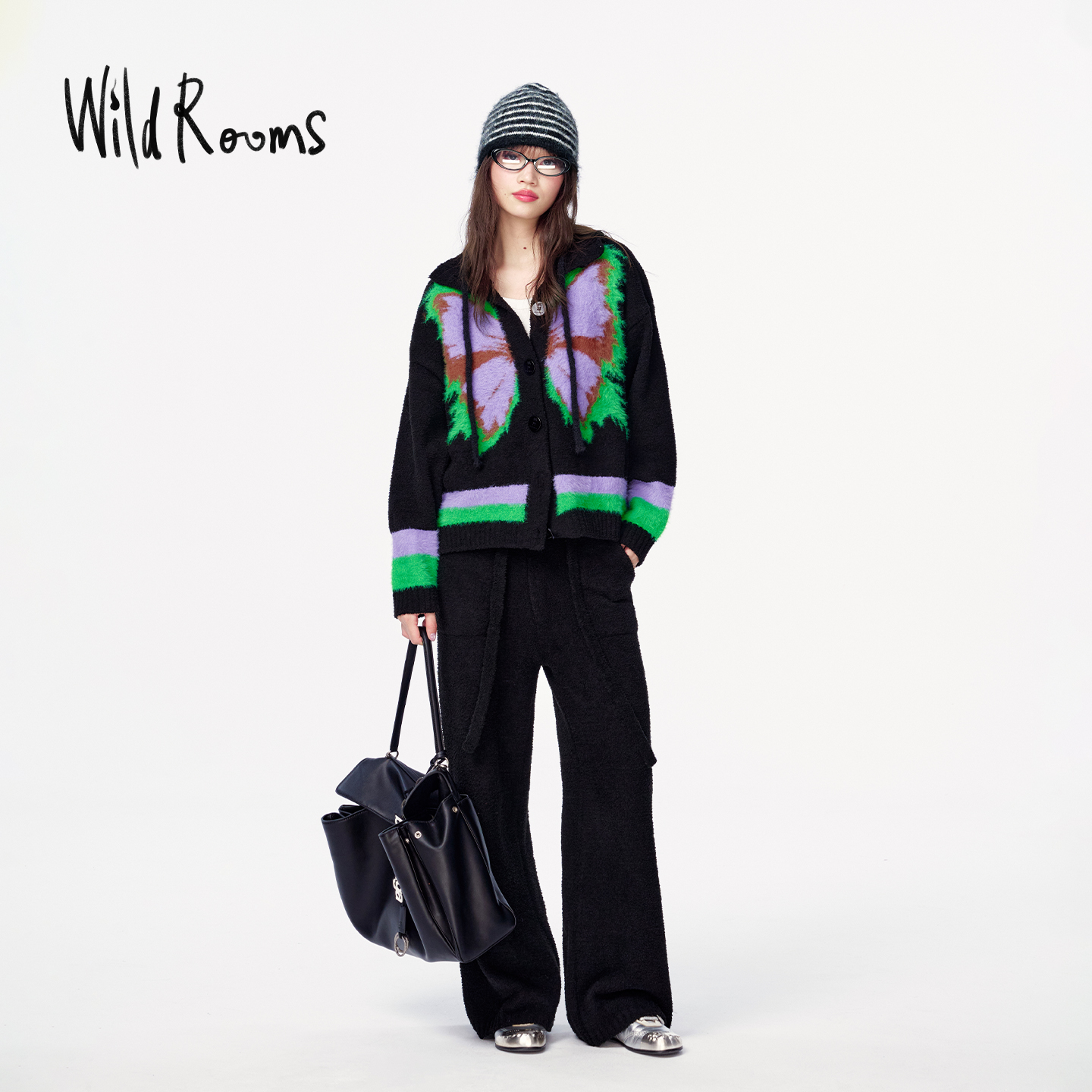 WildRooms蝴蝶家居服睡衣套装提花半边绒秋冬女士