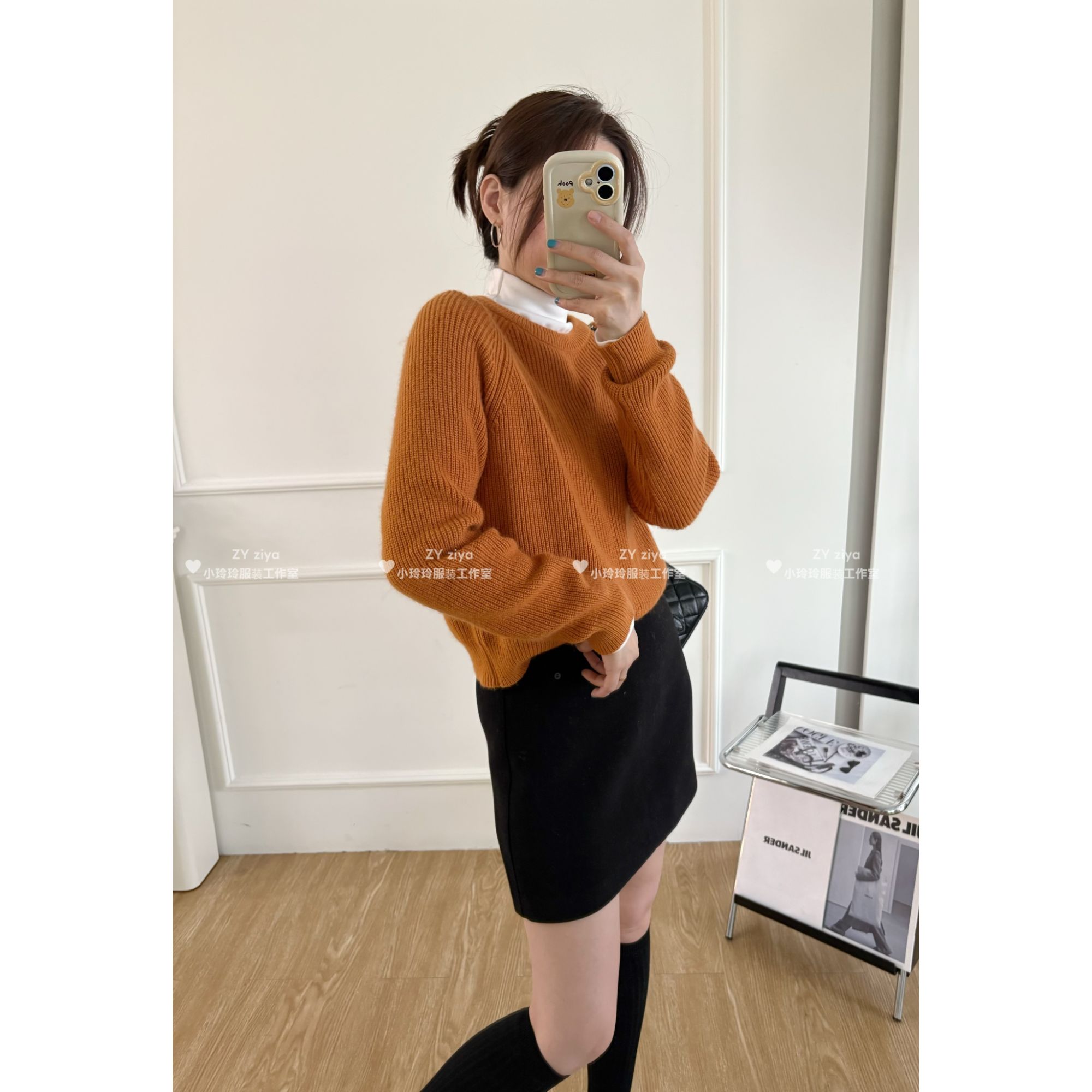 经典A字昵料短裙8870