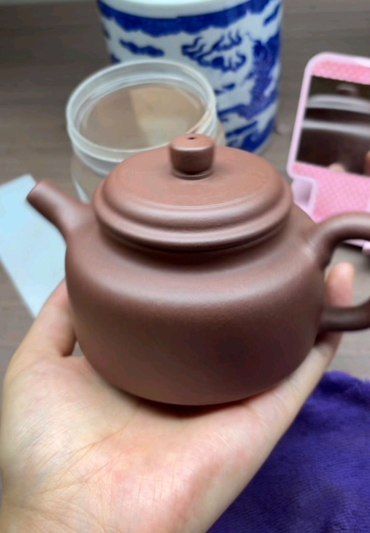 宜兴紫砂德钟壶，半手工艺，紫泥制作，220cc