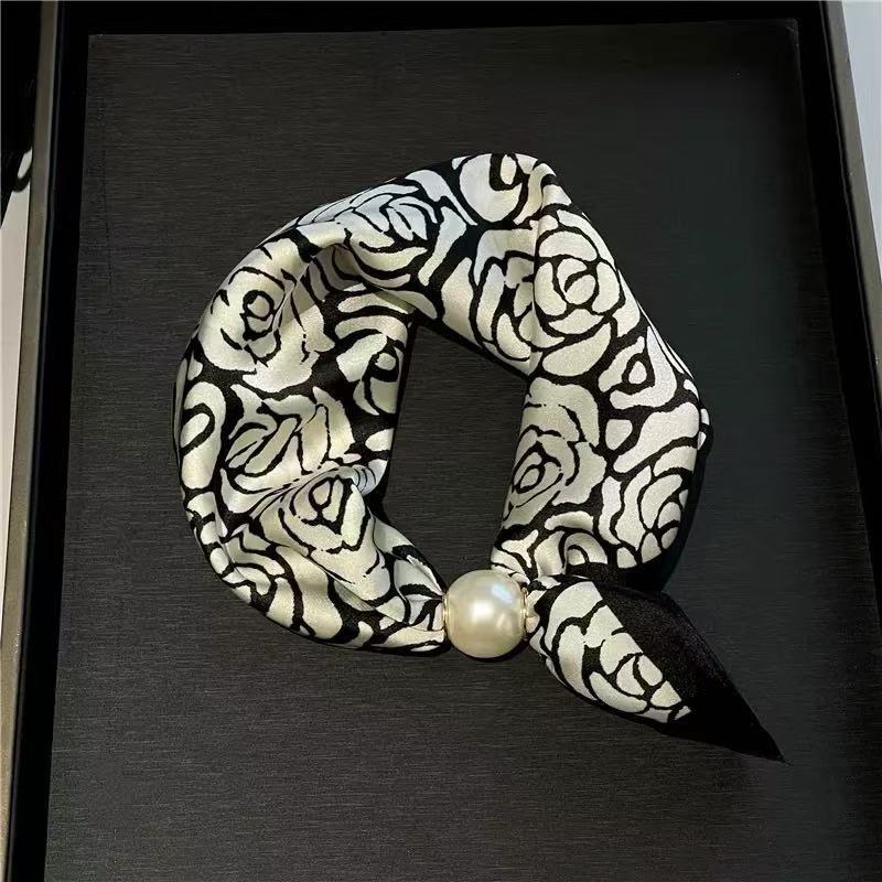 【敏敏家】2025新款珍珠磁扣丝巾懒人丝巾女