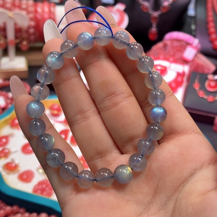长石玉未镶嵌手串捡漏价灰月光8mm