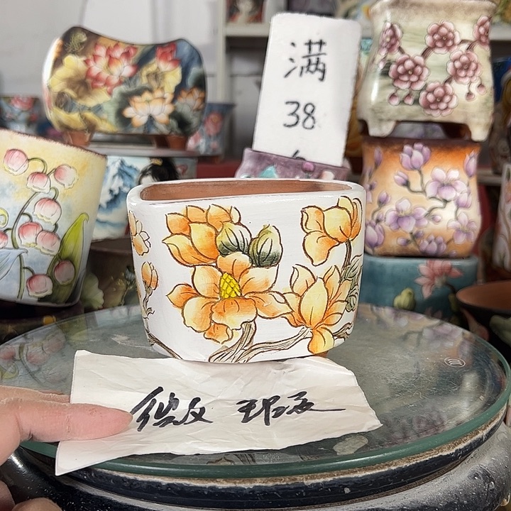 满38包邮 景德镇幸运花盆
