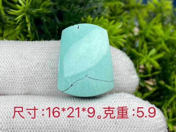 （地大证书）天然绿松石丫角山白皮果冻蓝绿料水草纹牌子吊坠挂件