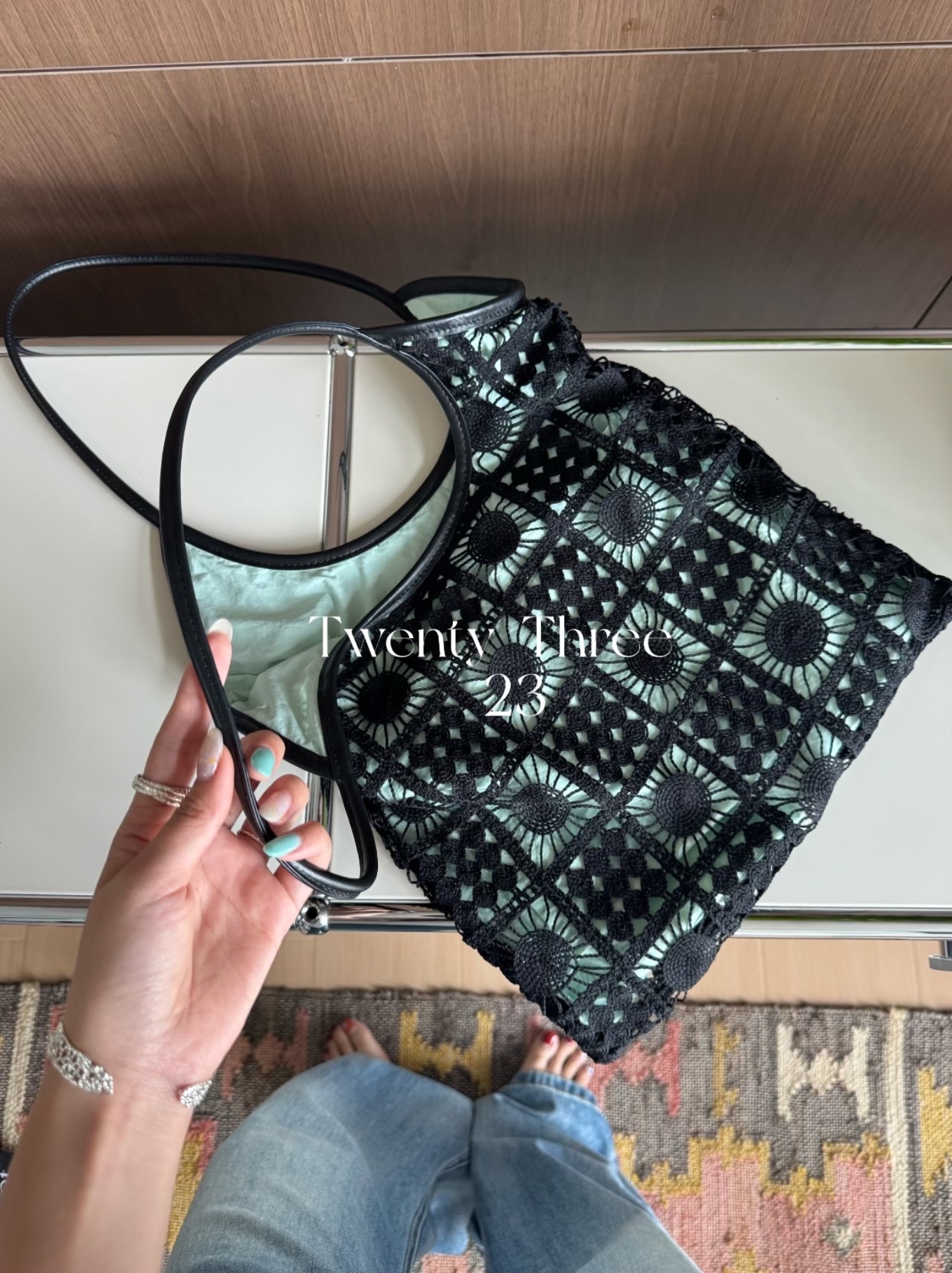 TwentyThree小众设计手工刺绣镂空包包休闲高级感单肩托特包