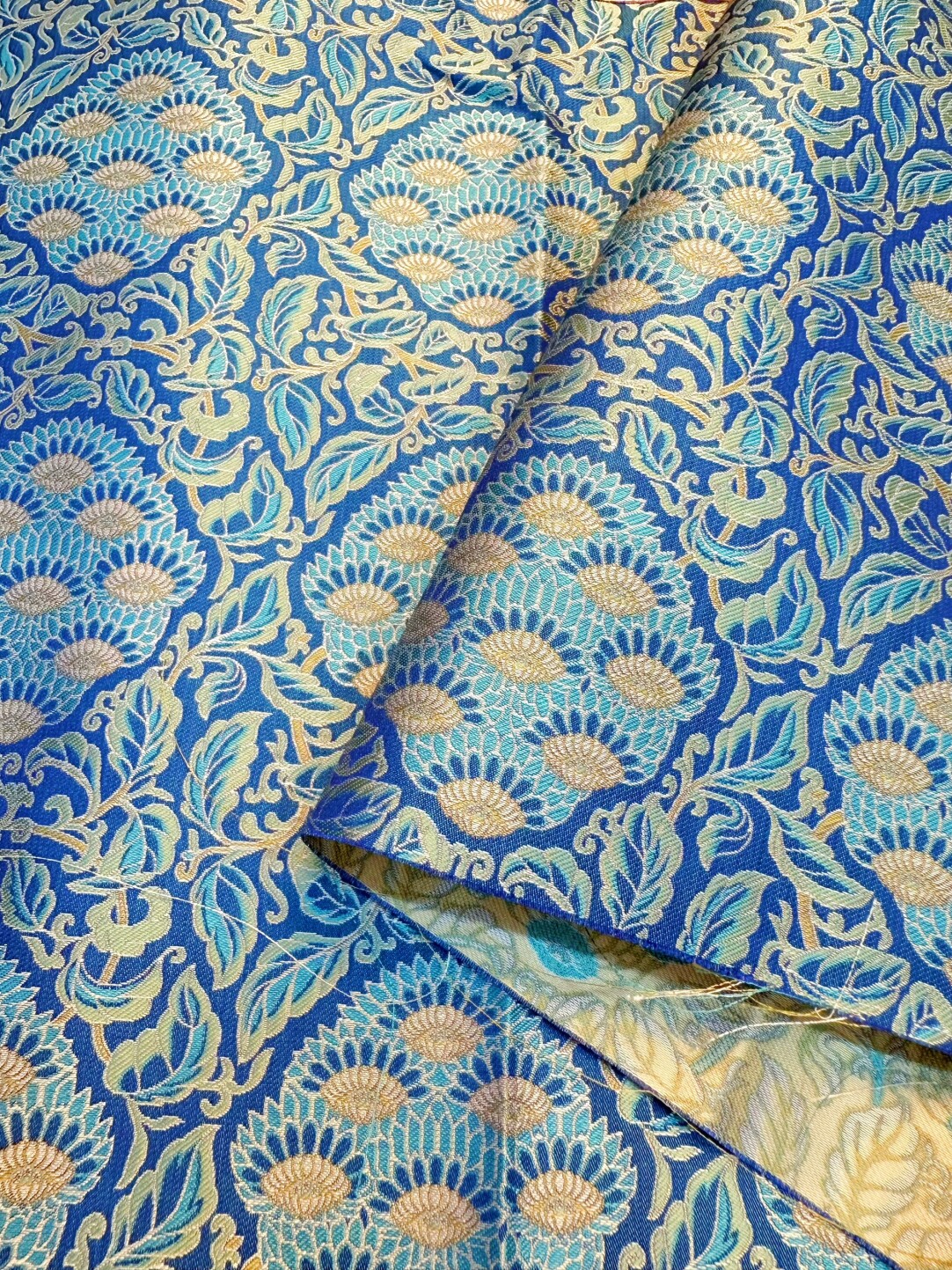 九子菩提蓝色钱小萍品牌宋锦做手机壳葫芦发夹手工碎布料
