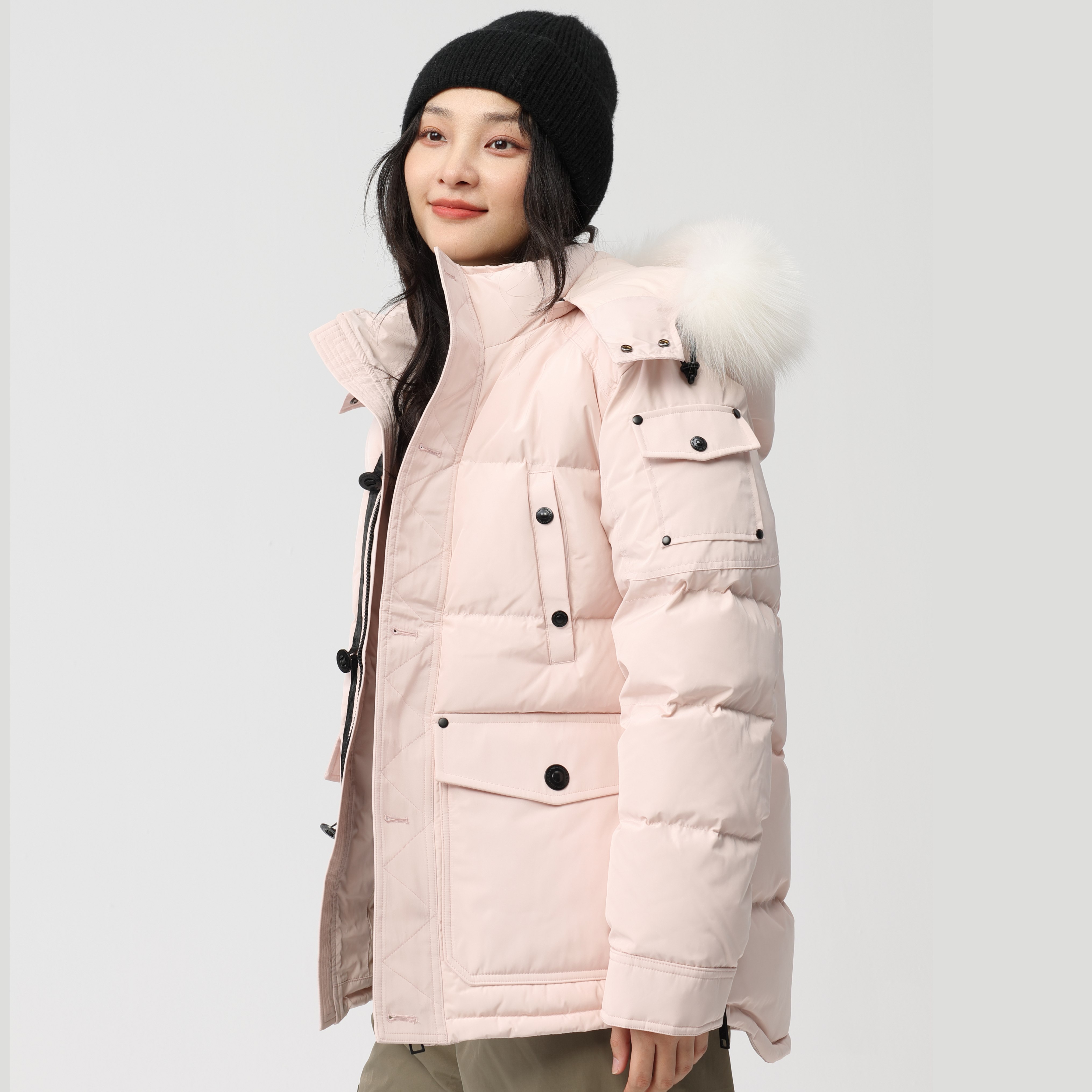 羽小白新款90白鸭绒中长款情侣款宽松休闲户外羽绒服