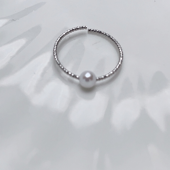 淡水珍珠戒指银S925镶嵌贝*