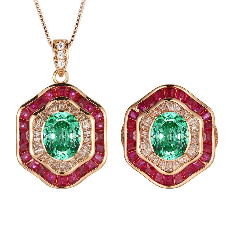 链子925银锆石 欧美风水晶铜合金坠链素款复古彩色百搭3652