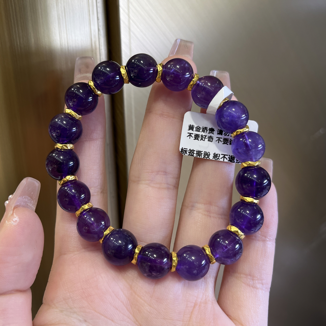 足金999纯黄金盘缠 搭薰衣草紫配件可diy 简单款式  韵味