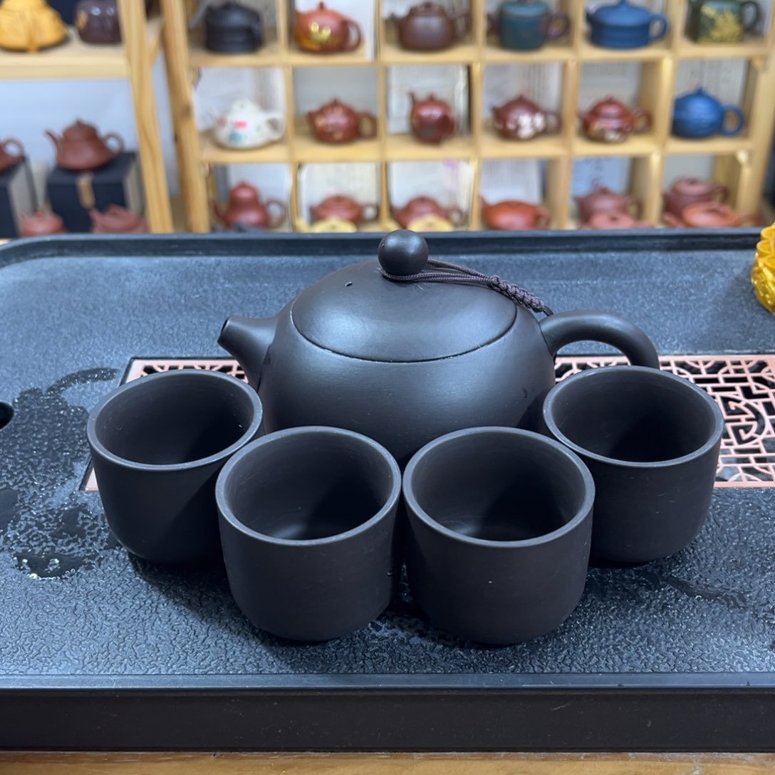 紫砂紫砂黑西施黑美人（一壶四杯）
