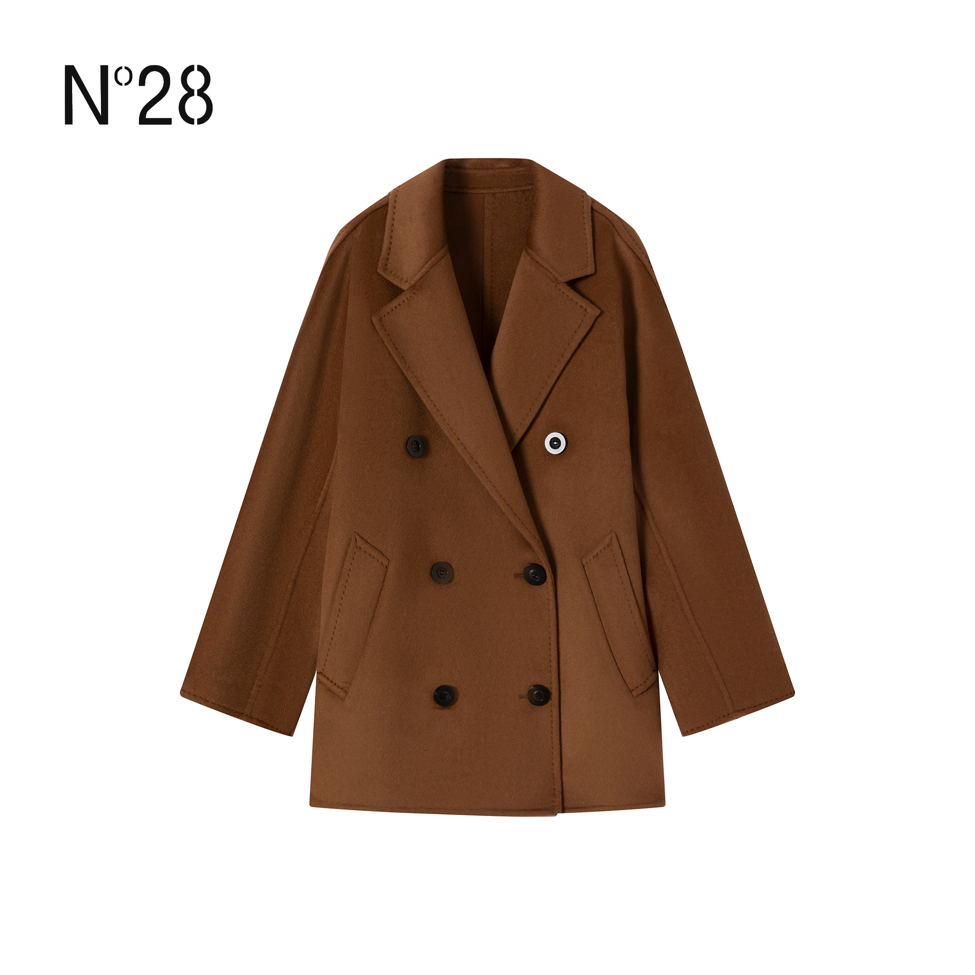 【婧文专属】N°28双排扣双面呢大衣女短款翻领外套8855A1D801-6