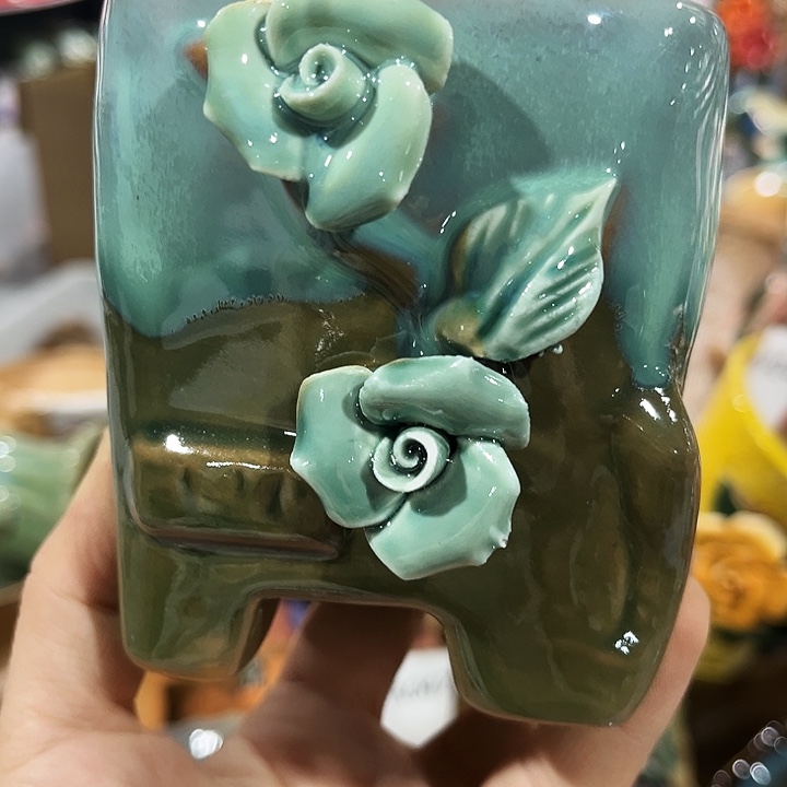 瓷片花盆多肉植物艺术品
