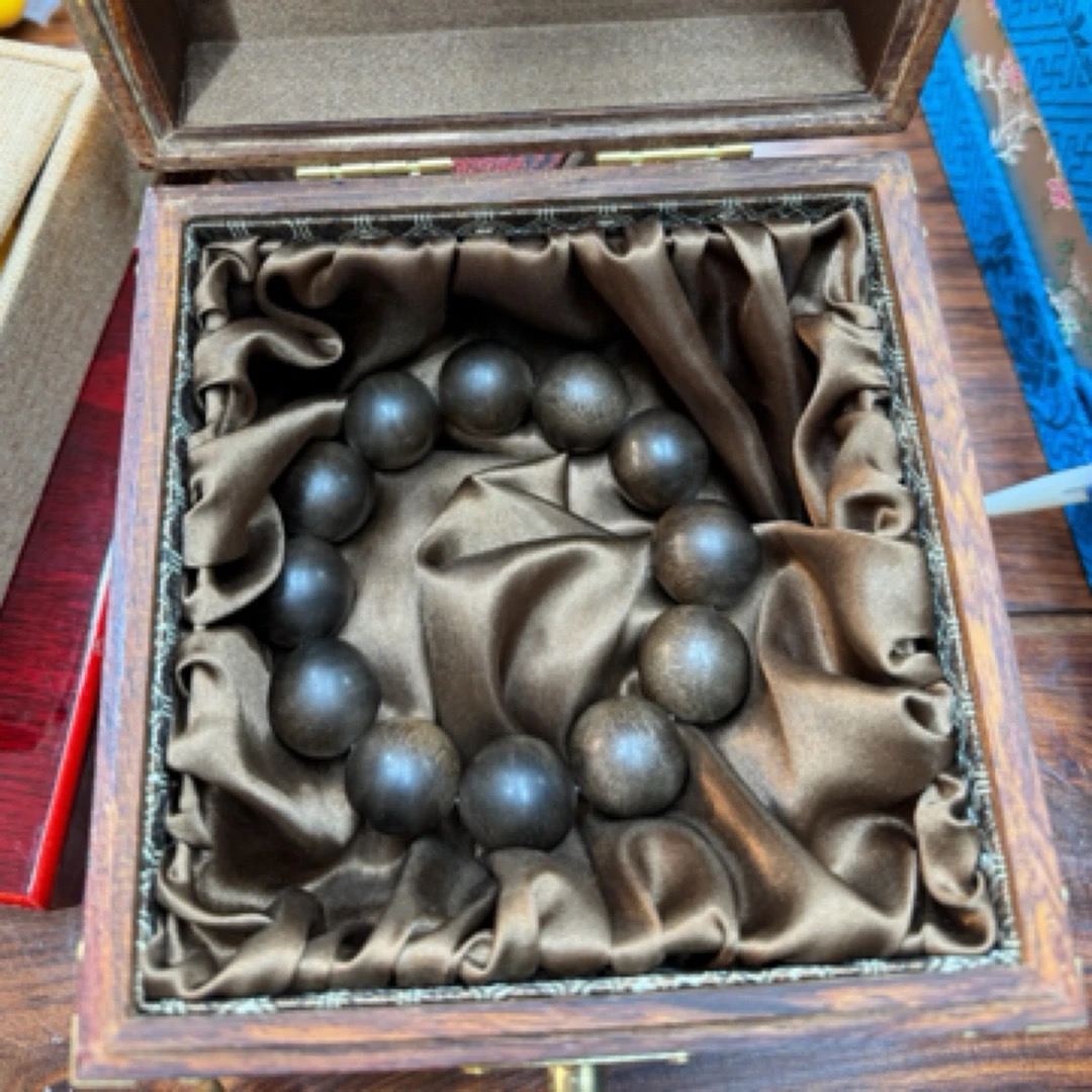 cx白圆珠2.0手串带花梨木侧翻盒