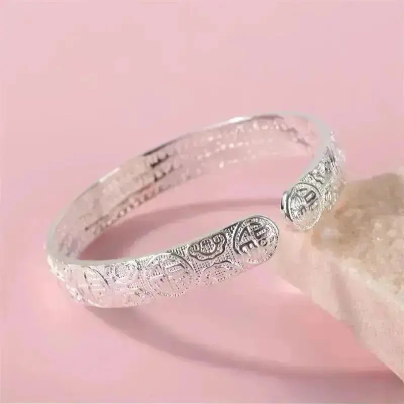 999.9银百福心经开口镯