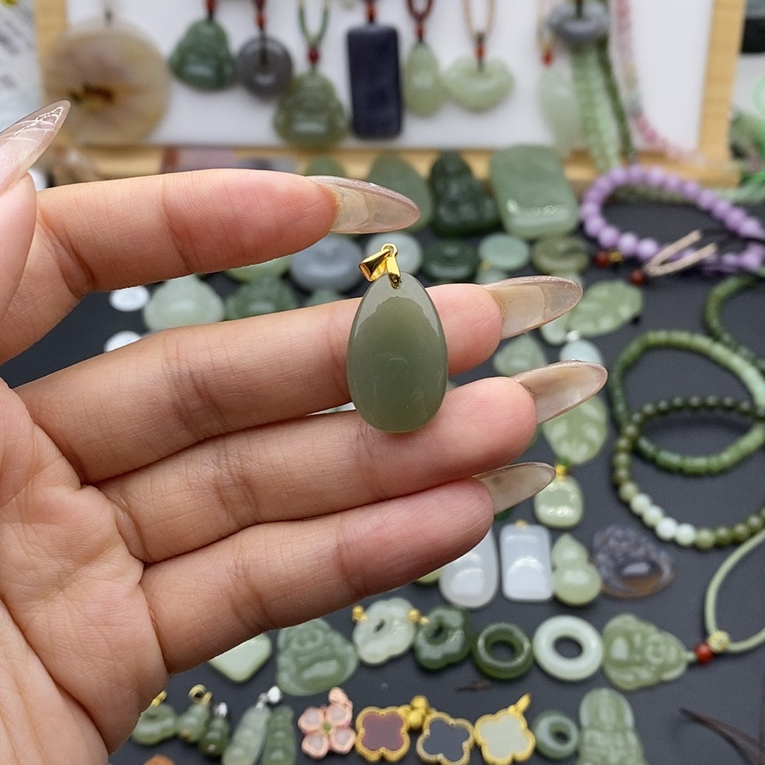 和田玉吊坠(不含链)银S925镶嵌