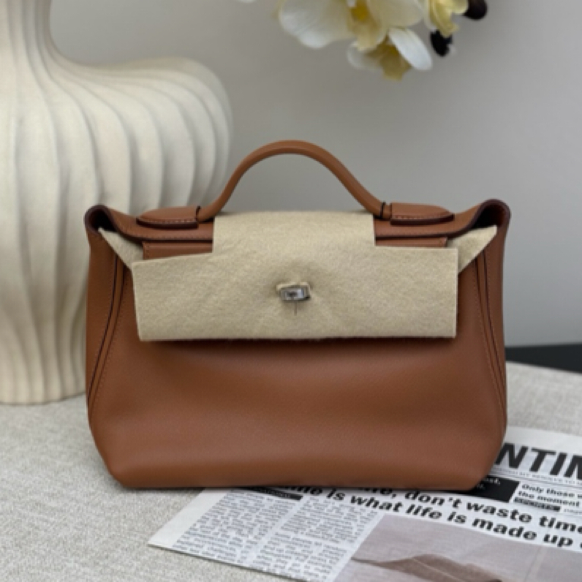 99新 Hermes/爱马仕 Mini 2424 金棕银扣 W刻