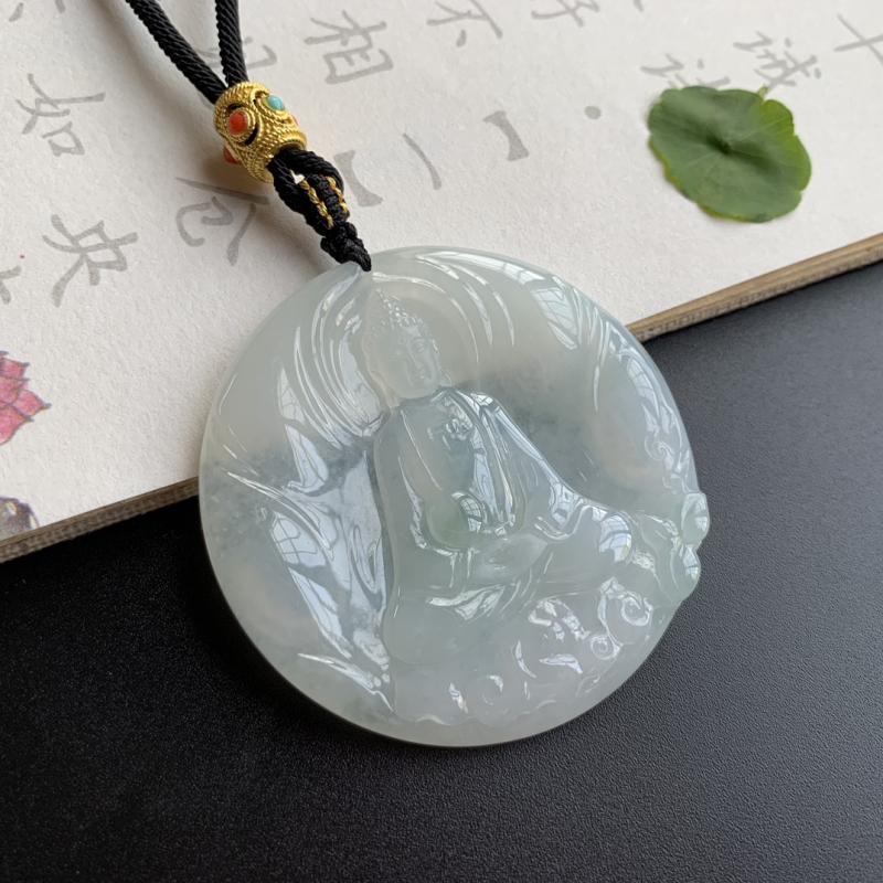 缅甸翡翠吊坠《大日如来》佛观天下D200