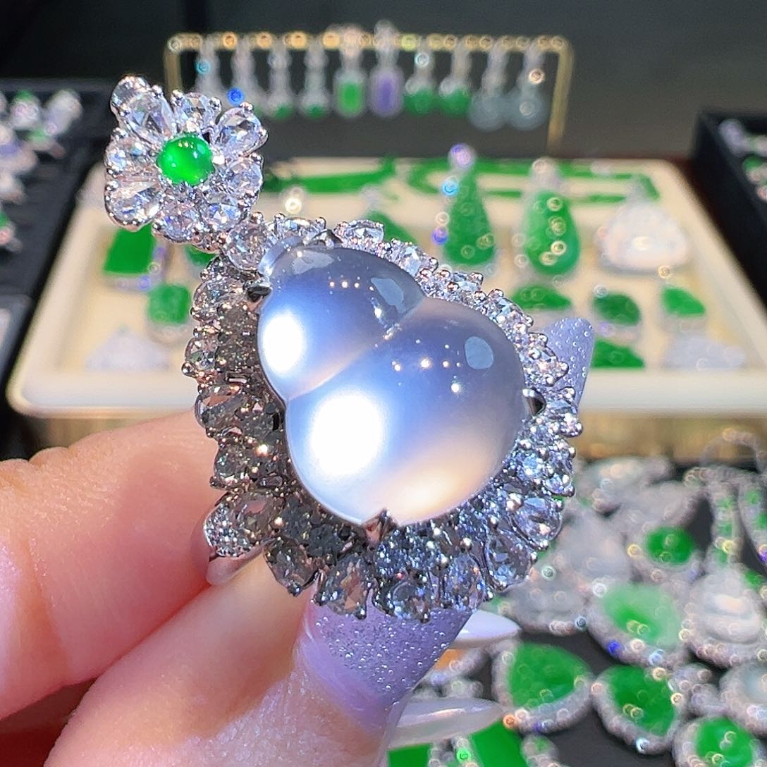 翡翠戒指18K金镶嵌两用款