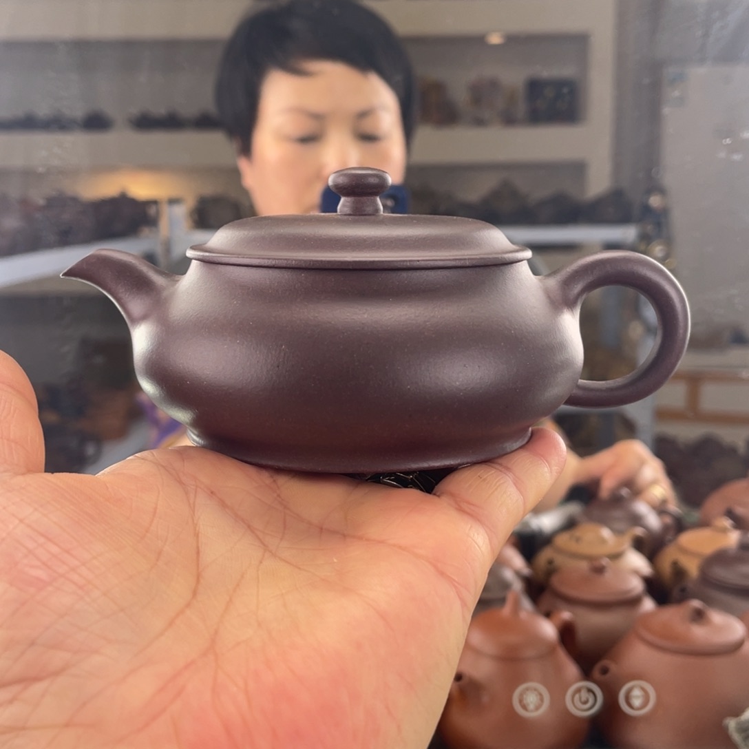 茶壶紫砂老紫泥明炉170cc左右半手工