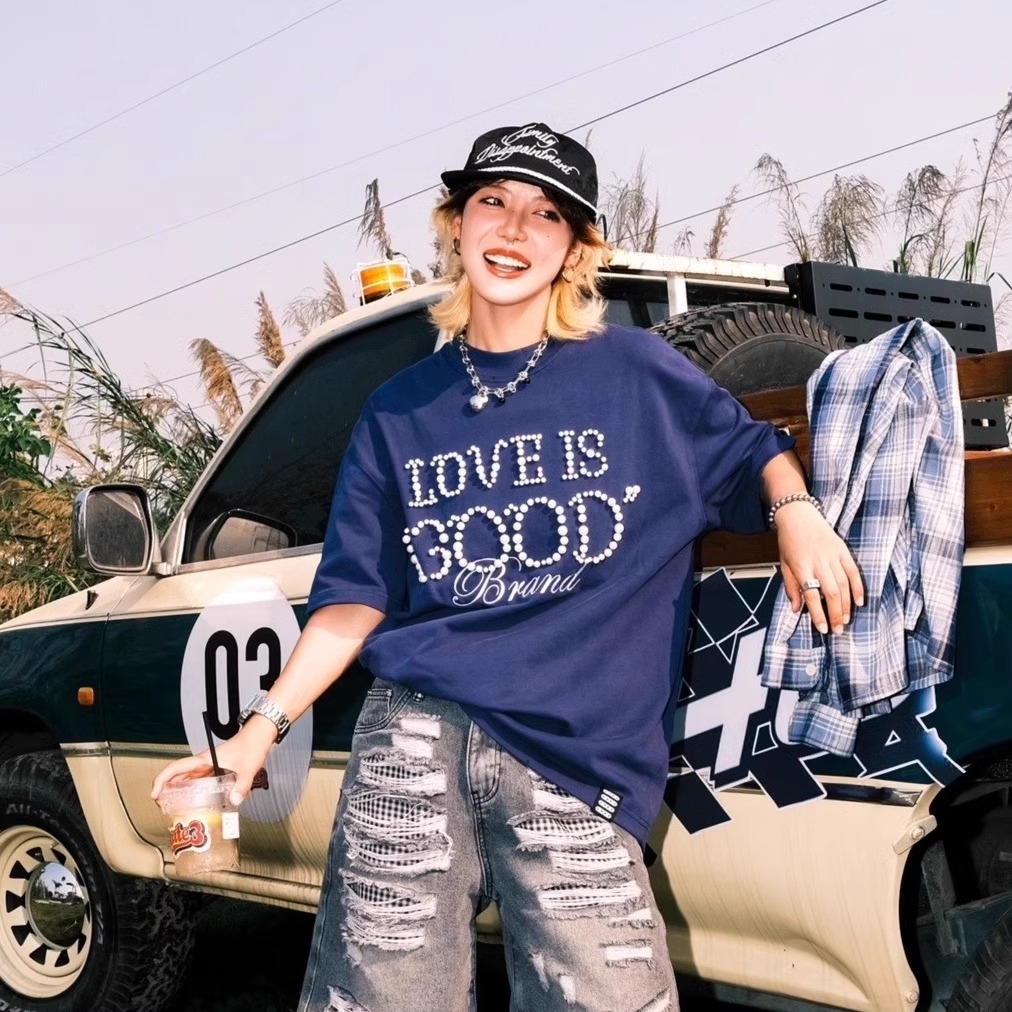 汪苏泷老白同款正品GOODBRAND LOVE IS GOOD珍珠短袖t恤情侣同款