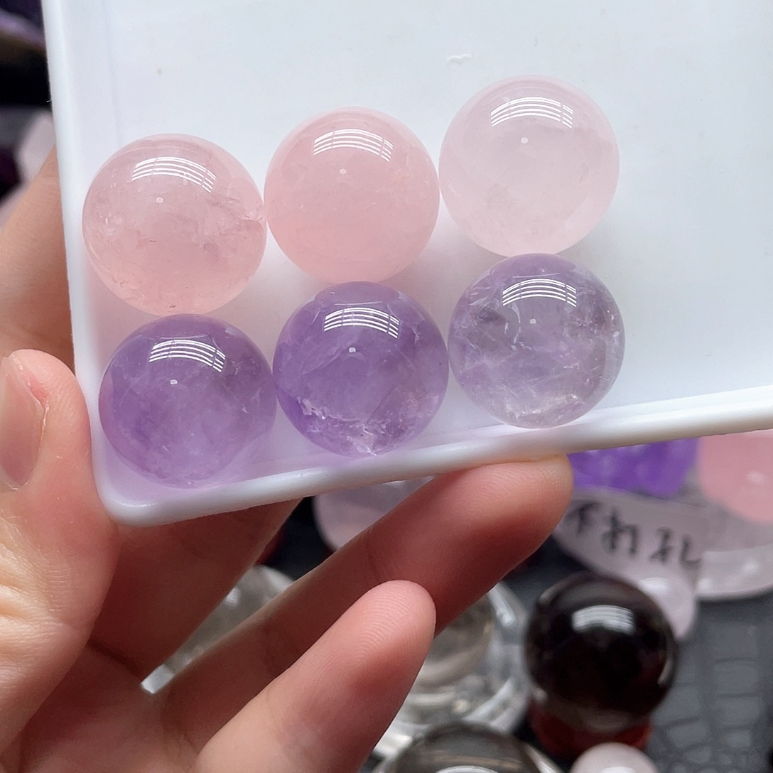 未镶嵌水晶珠宝半成品34紫水粉水球21mm左右