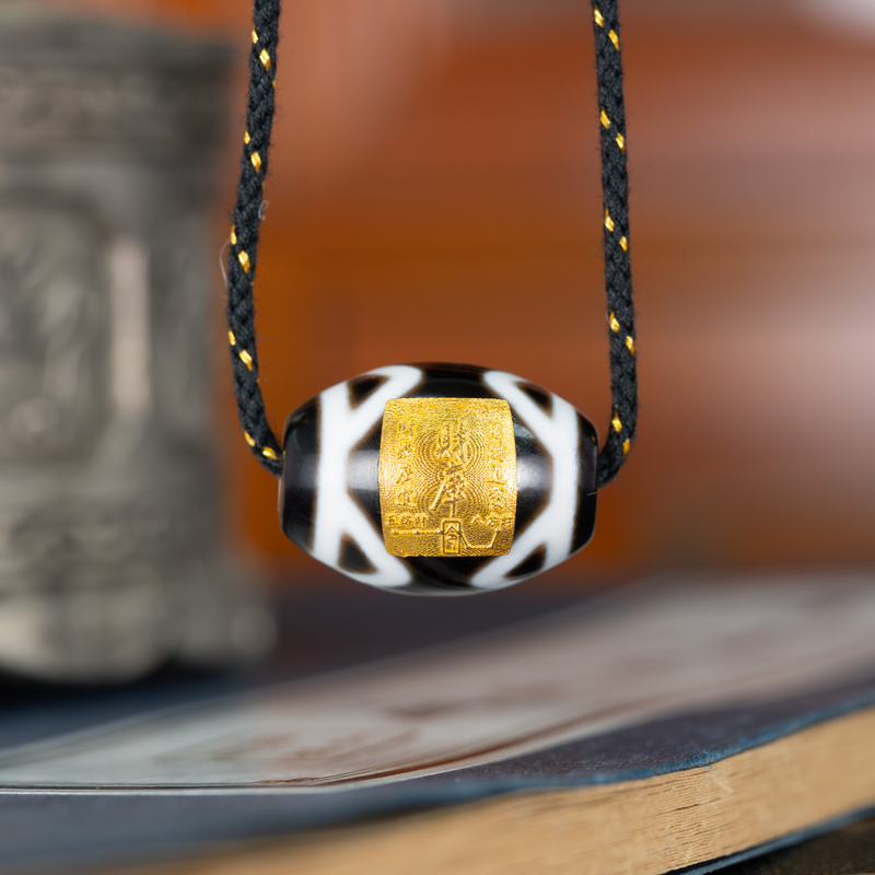 （灵魅）18K金開财库黑白金刚369吊坠