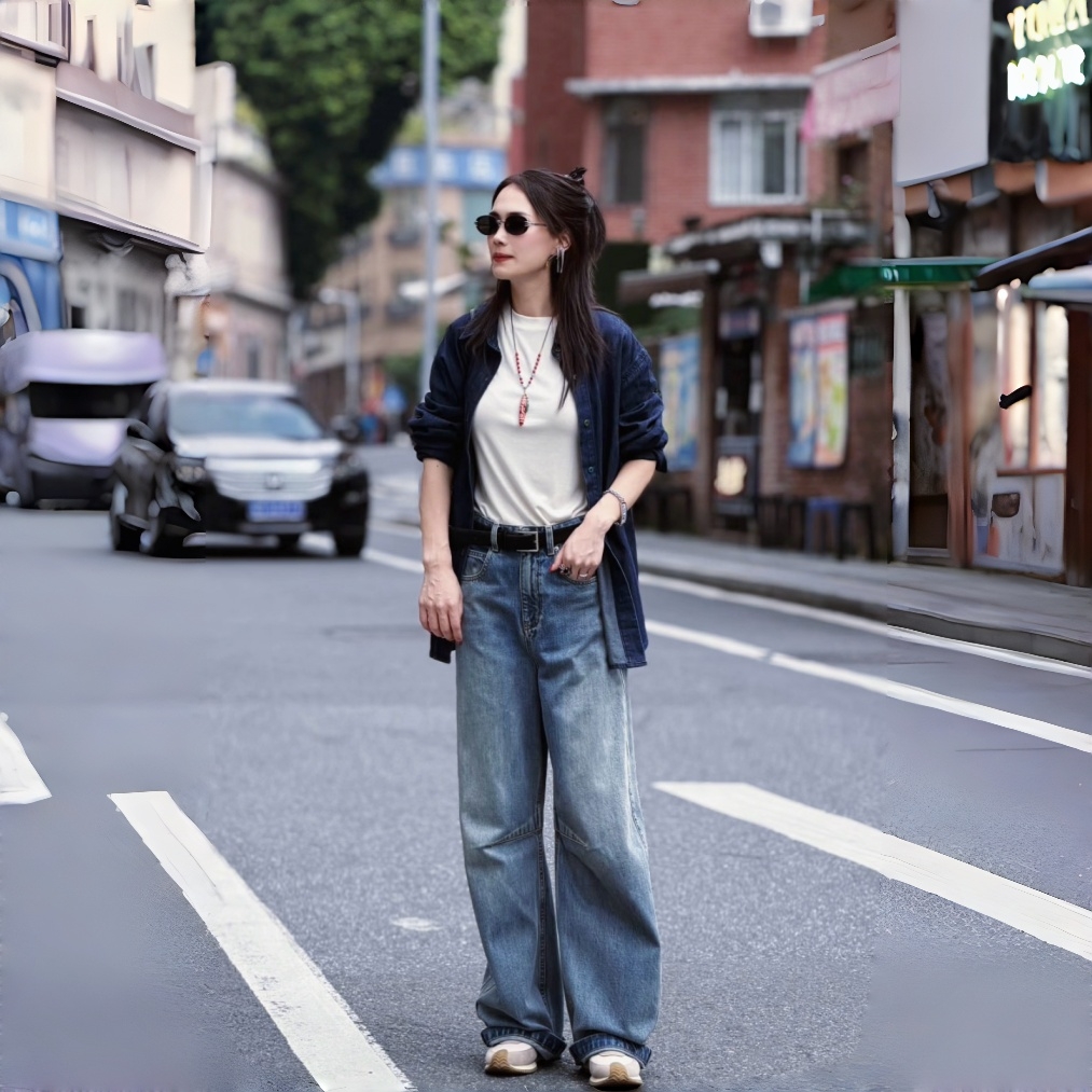 ZUIMEI HOME进口埃及棉【设计师款】弯刀结构裤 宽松复古慵懒阔腿裤