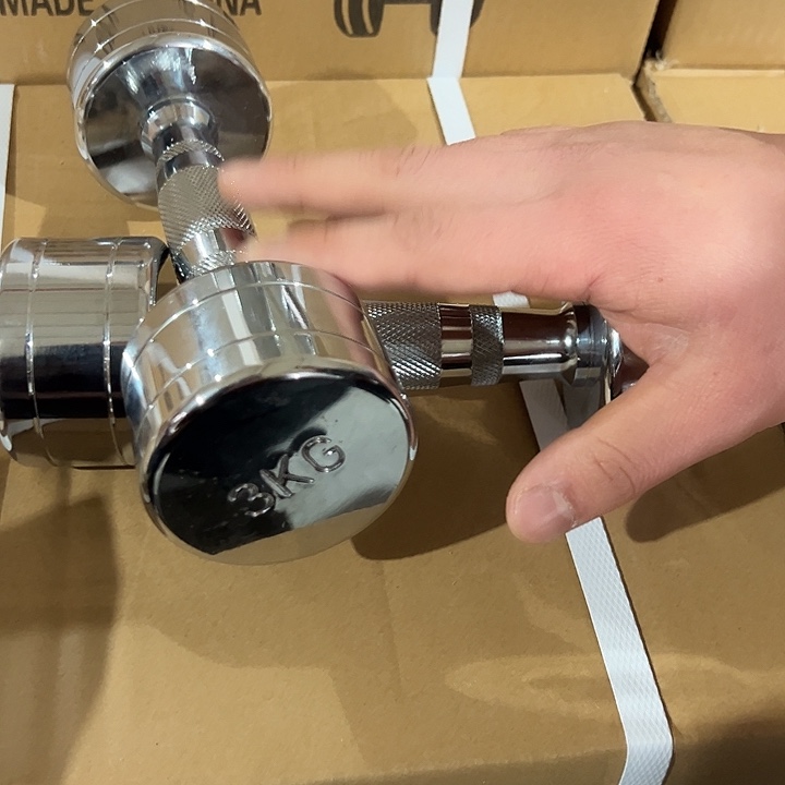 全新电镀纯钢 小哑铃3公斤一对