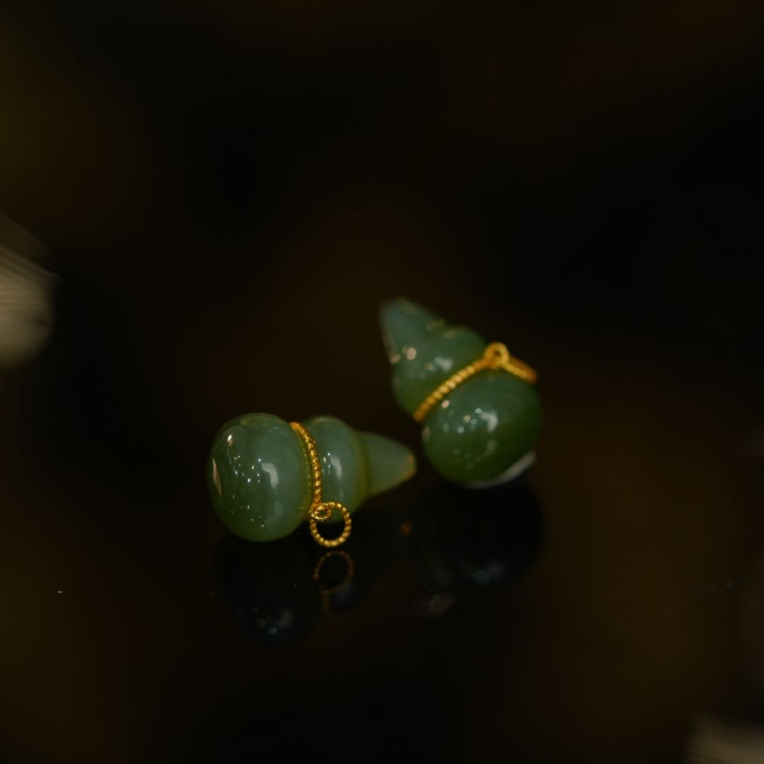 【初见珠宝】18k金和田玉葫芦吊坠1-1CH168X258【多样性发一件】