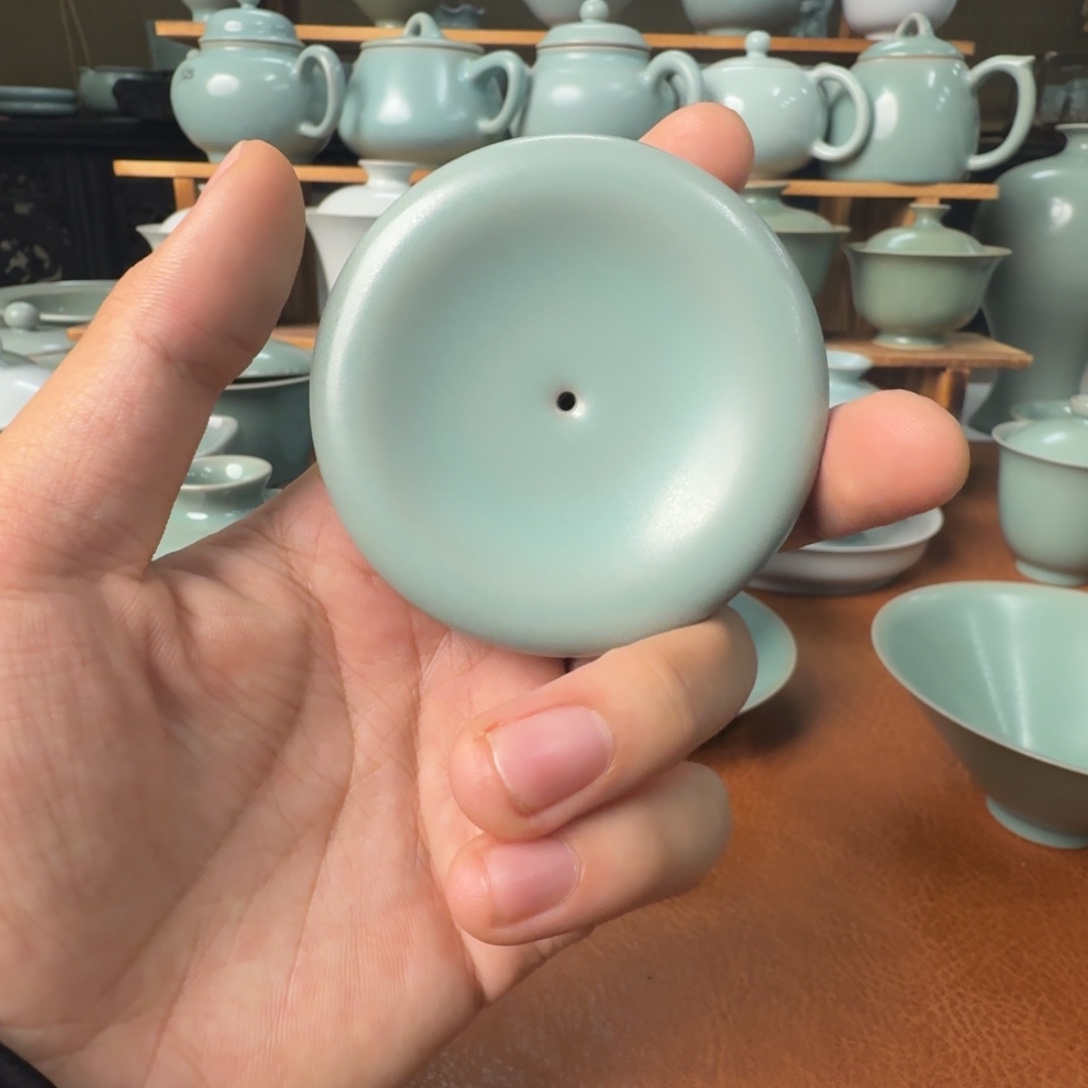 陶摆件一级仿古青绿小香插