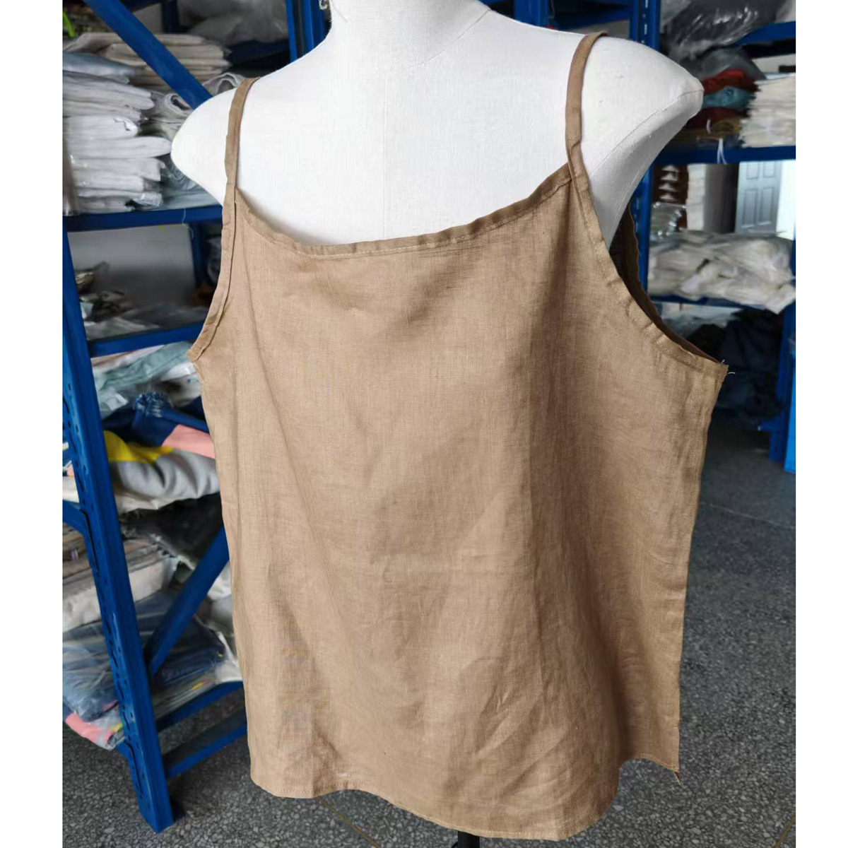 全汉麻法式高支加密吊带上衣