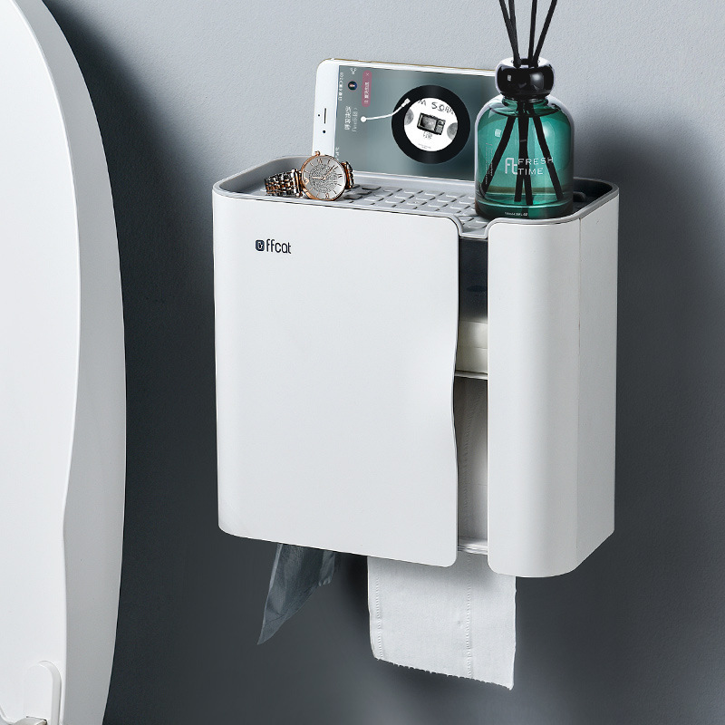 卫生间纸巾盒厕所卫生纸抽纸卷纸筒厕纸家用挂壁免打孔防水置物架