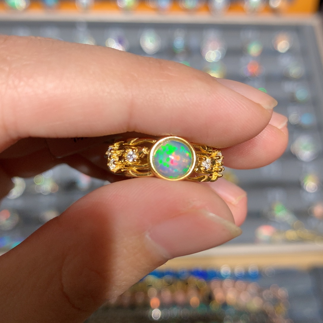 银S925镶嵌欧泊欧泊戒指y